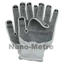 NMSAFETY 10 gauge two sides PVC dots bleached white cotton 750g per dozen working gloves for driving and farming